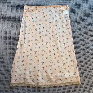 Topshop Lace Floral Pink Satin Slip Skirt Womens 10